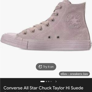 Converse Suede High-Top Sneakers in Soft Gray-lilac
